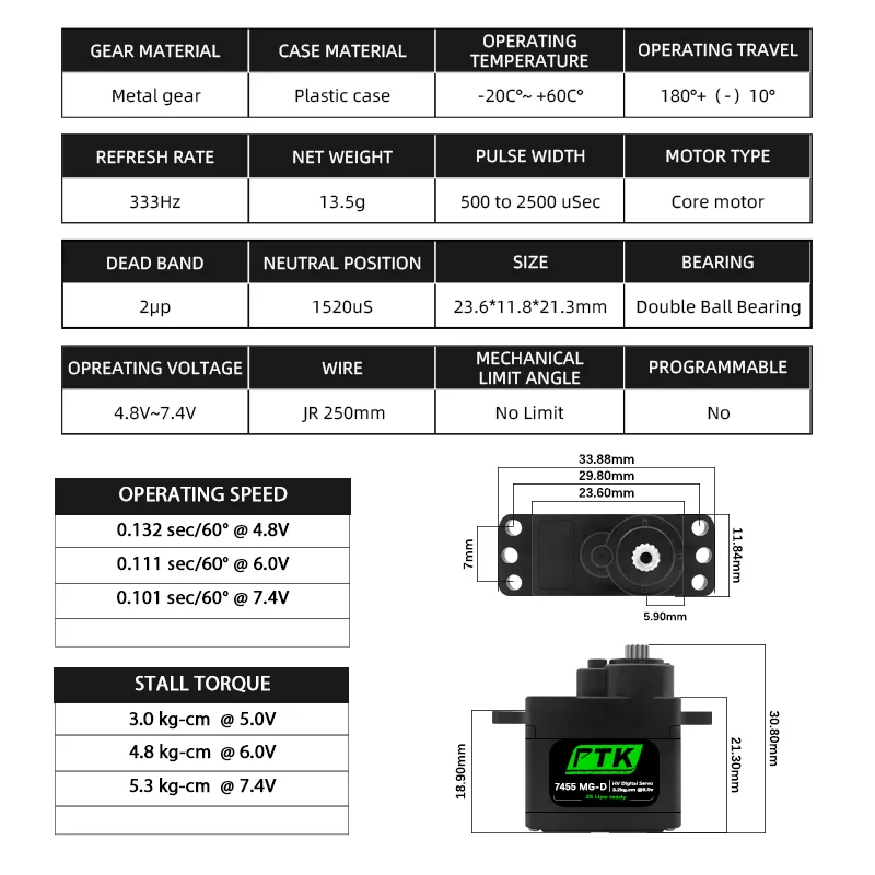 Servo digital PTK 7455MG-D de  - D.A.D Car Accessories reseña y precio